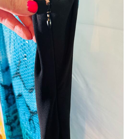 Frank Lyman Tourqoise Snake Print Sequins Gold Detail BodyCon Fitted Dress Sz 10 - Picture 4 of 13